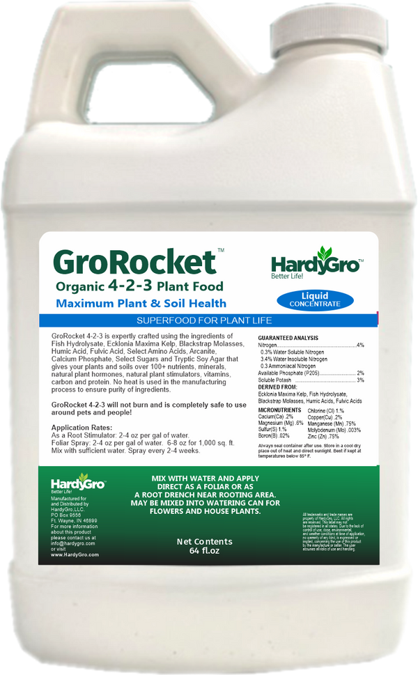 GroRocket organic plant food 4-2-3 + biostimulants + humates + more