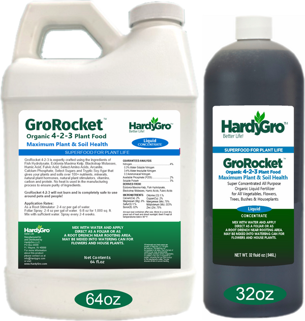 GroRocket organic plant food 4-2-3 + biostimulants + humates + more