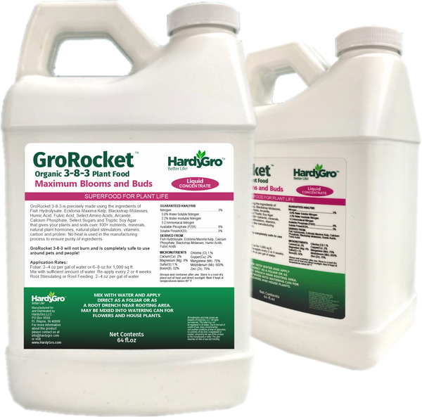 GroRocket organic plant food 3-8-3 + biostimulants + humates + more