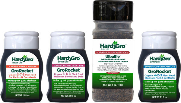 GroRocket organic plant & soil fertilizers, plus Granulated UltraBio Sample Pack
