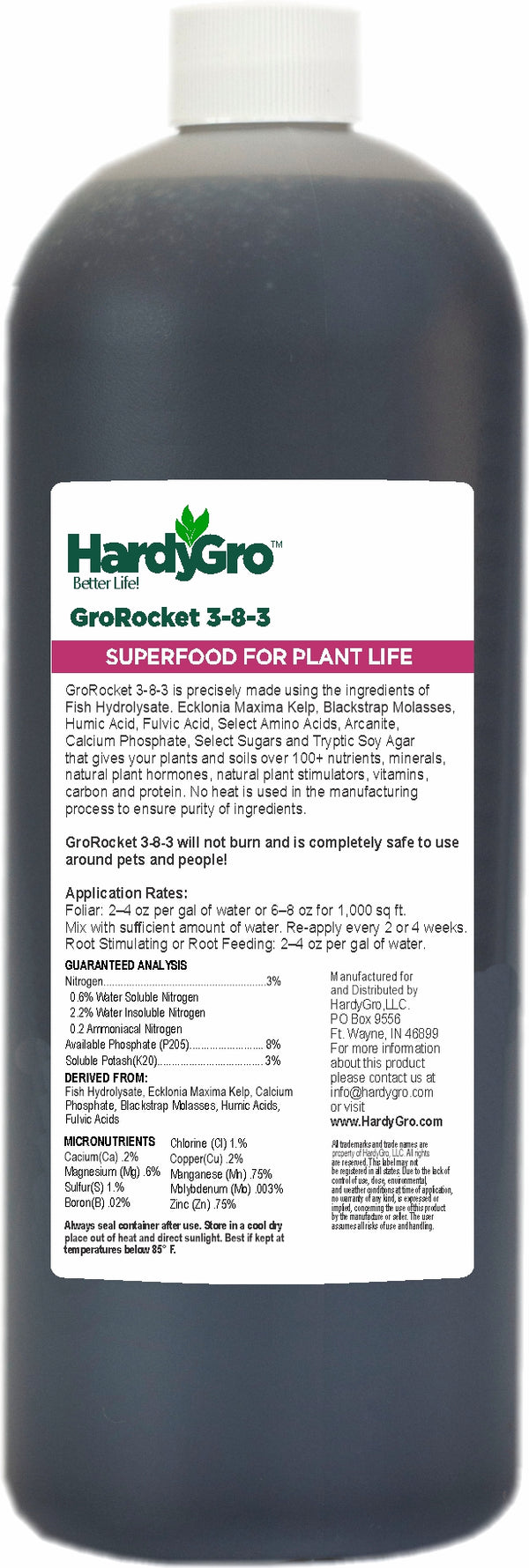 GroRocket organic plant food 3-8-3 + biostimulants + humates + more