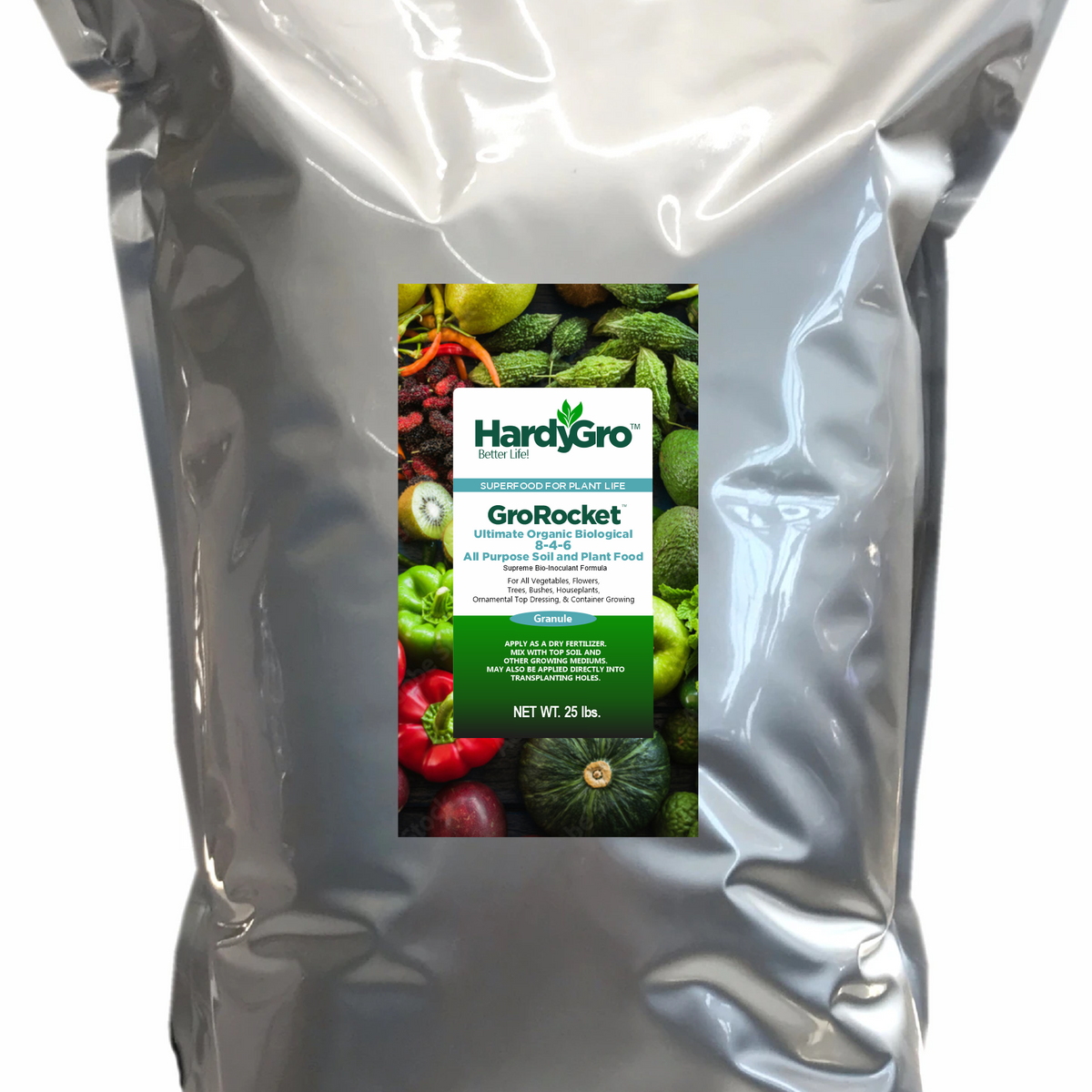 dry plant fertilizer GroRocket dry organic fertilizer 8-4-6 + biostimulants +soil microbes,
