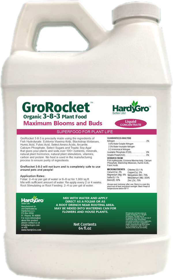 GroRocket organic plant food 3-8-3 + biostimulants + humates + more