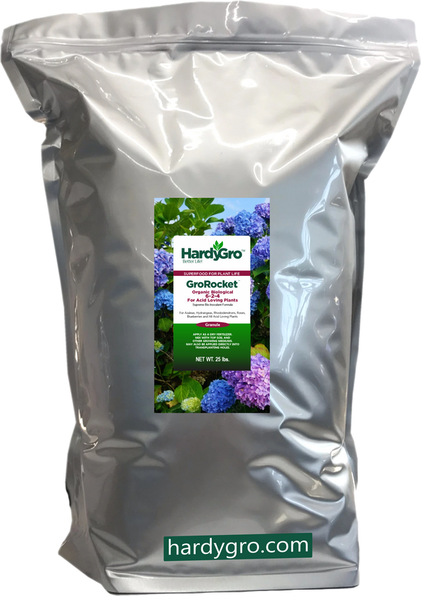 GroRocket dry organic fertilizer + Sulfur + biostimulants + soil microbes, 6-2-4, (25lb.)