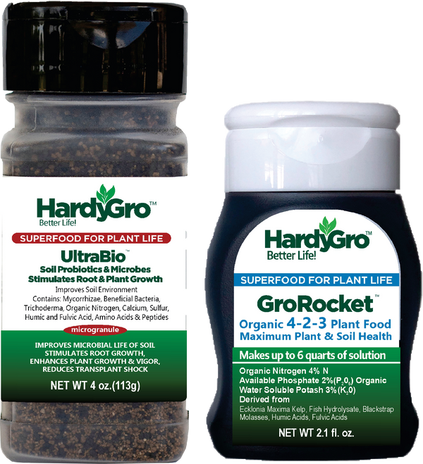fertilizer for plant root growth GroRocket organic 4-2-3 fertilizer and Granulated UltraBio combo pack – HardyGro