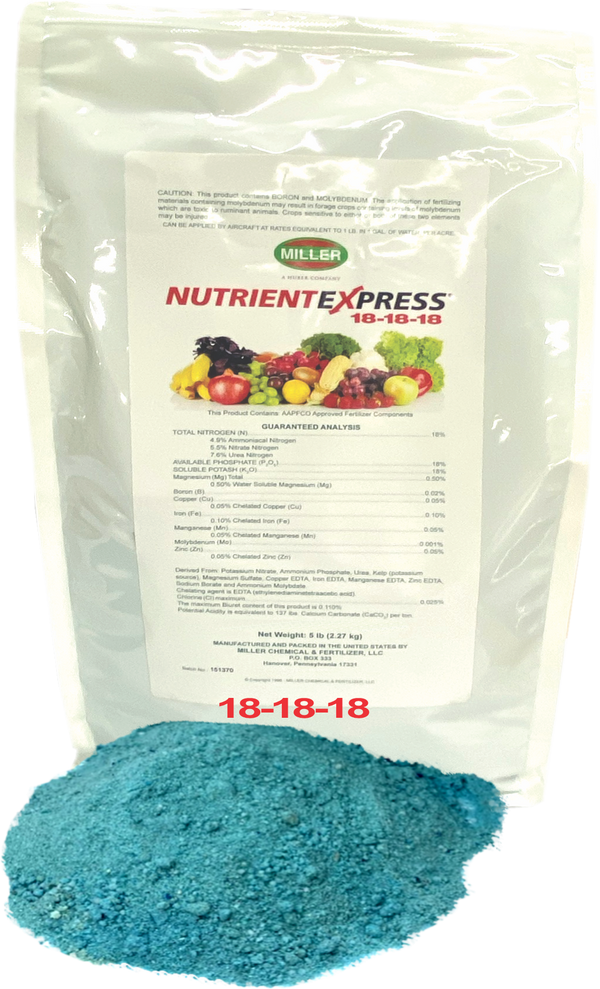 Nutrient Express 18-18-18, water soluble fertilizer. (5lb)