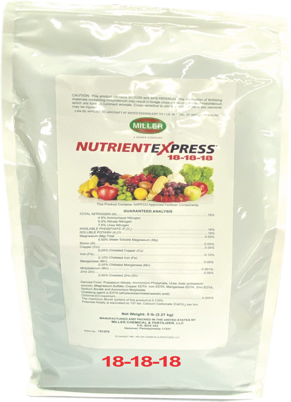 Nutrient Express 18-18-18, water soluble fertilizer. (5lb)