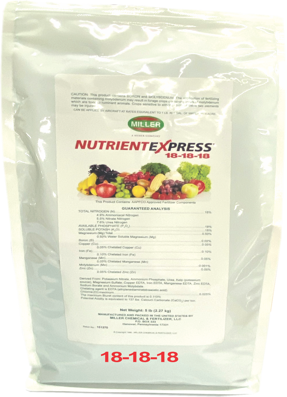 Nutrient Express 18-18-18 5lb, water soluble fertilizer