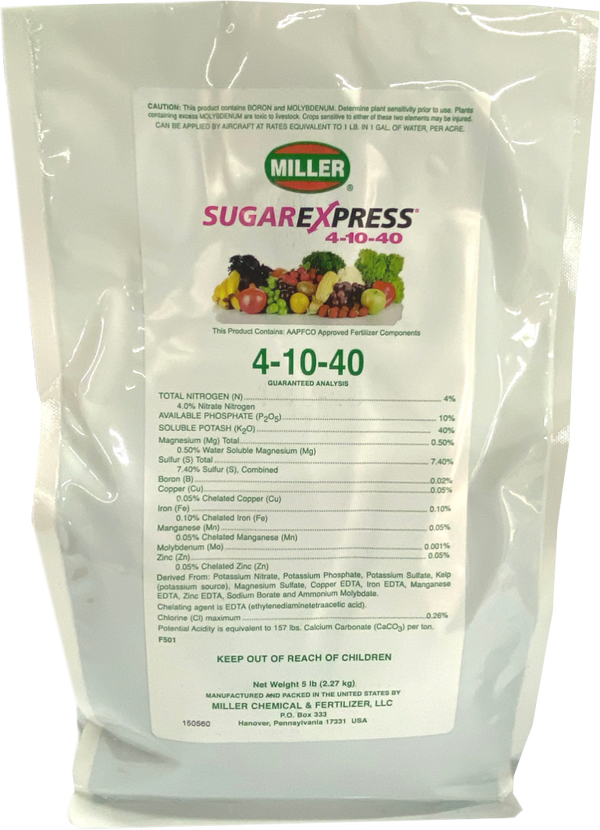 Sugar Express 4-10-40 , + Kelp, + Micro Nutrients, water soluble (5lb)