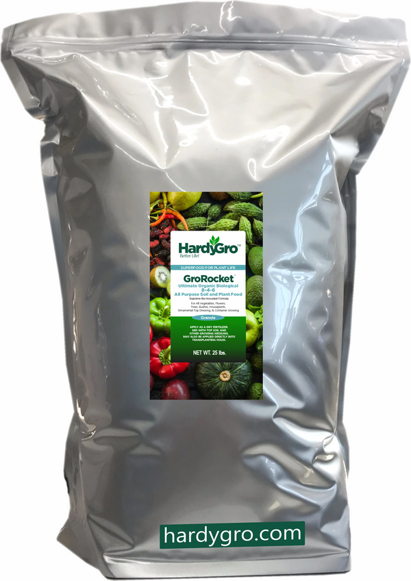 GroRocket dry organic fertilizer 8-4-6 + biostimulants +soil microbes, (25lb.)