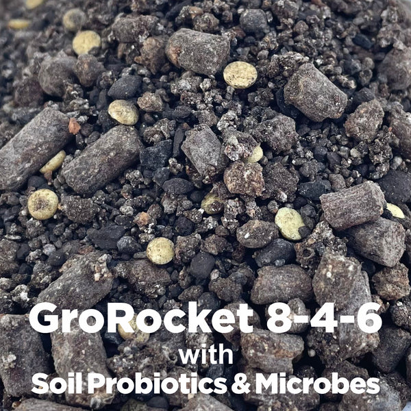 GroRocket dry organic fertilizer + biostimulants + soil microbes 8-4-6, (5lb.)