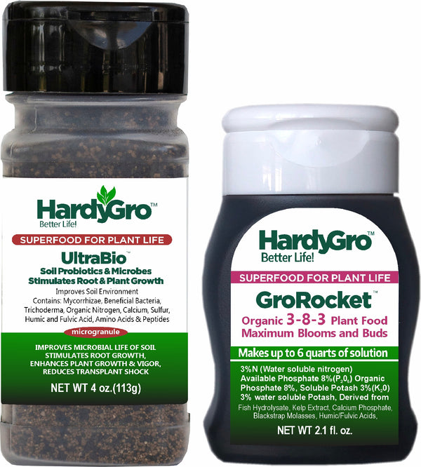 GroRocket organic 3-8-3 fertilizer and Granulated UltraBio combo pack